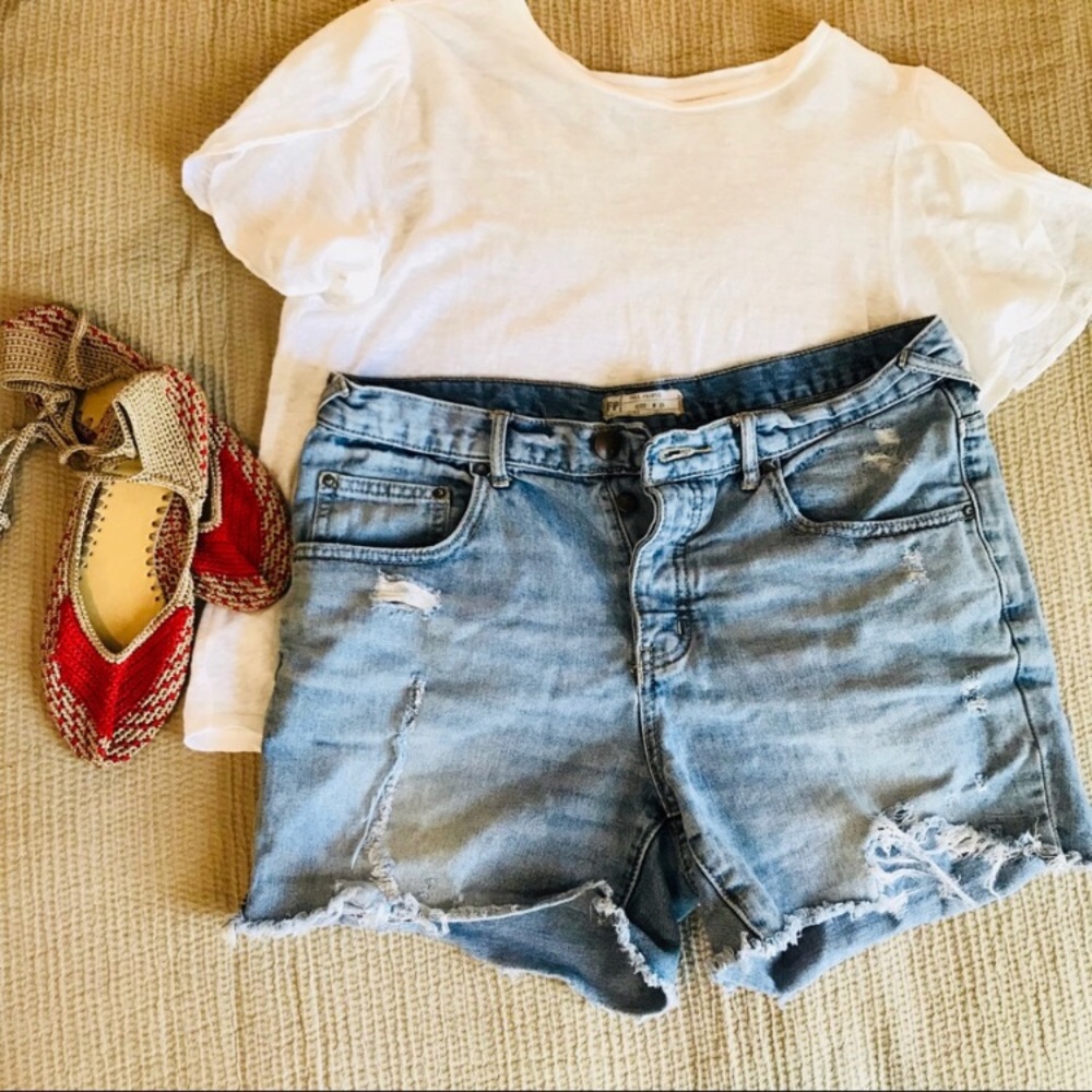 Free People Distressed Denim Shorts